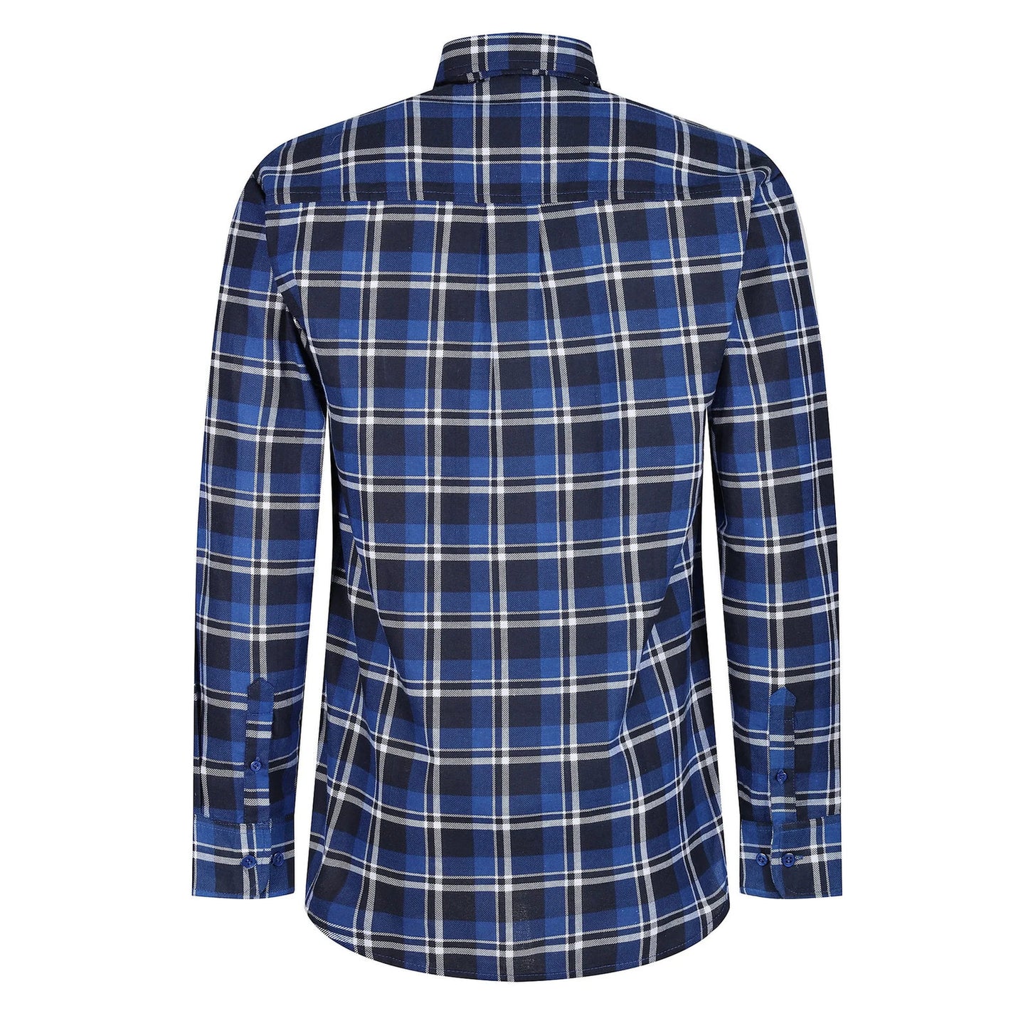 Mens Brushed Cotton Check Shirt Long Sleeve Button Casual Flannel Top - Sleeve Detail - QHA UK