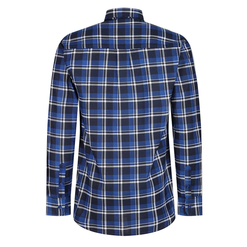 Mens Brushed Cotton Check Shirt Long Sleeve Button Casual Flannel Top - Sleeve Detail - QHA UK