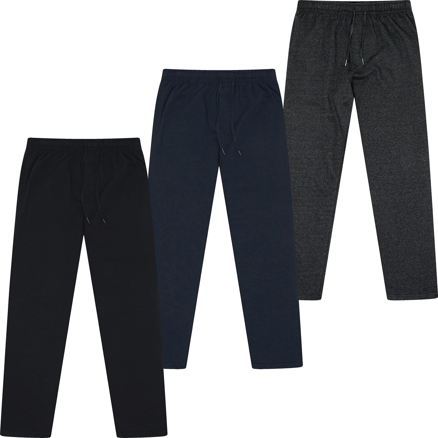 Mens Open Hem Joggers Fleece Tracksuit Bottoms Casual Lounge Pants - QHA UK