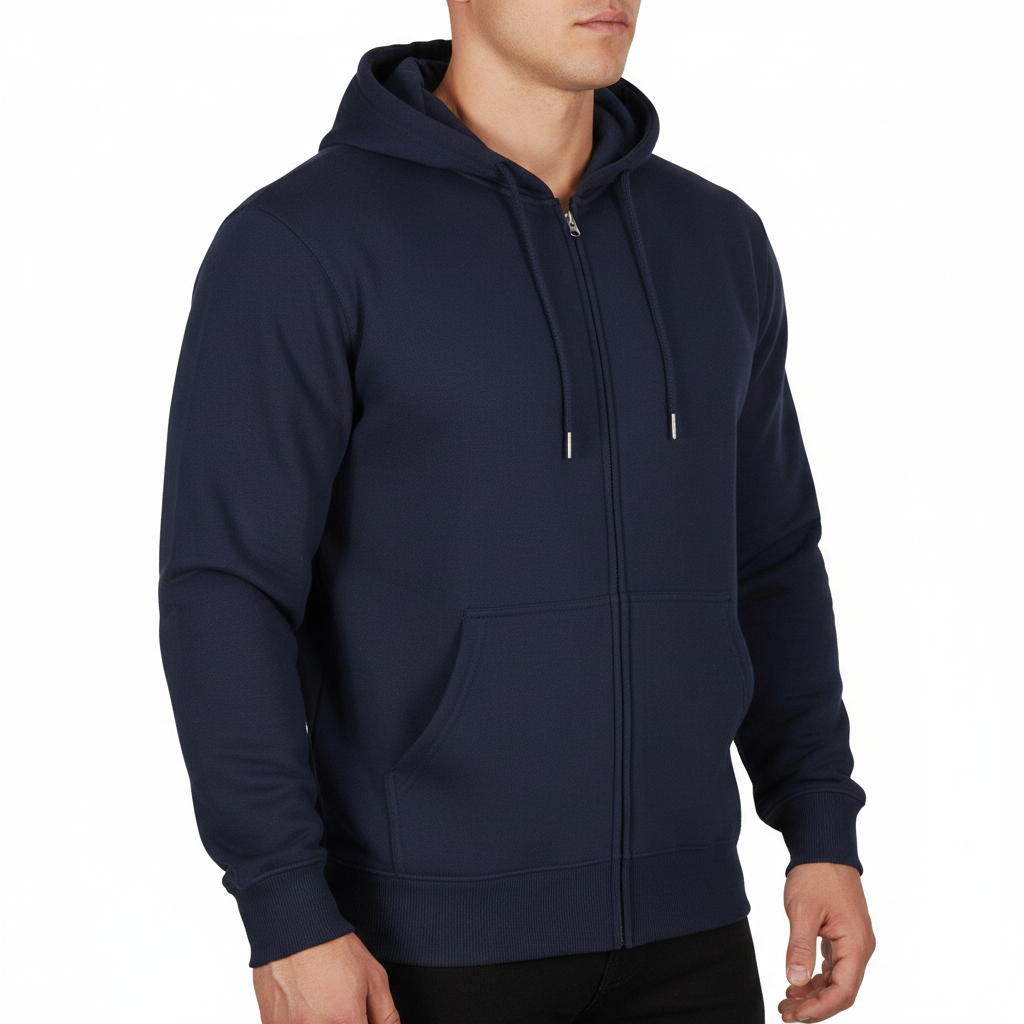 Mens Full Zip Hoodie Fleece Sweatshirt Jacket Casual Hooded Top | Qual - QHA UK