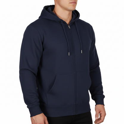 Mens Full Zip Hoodie Fleece Sweatshirt Jacket Casual Hooded Top | Qual - QHA UK