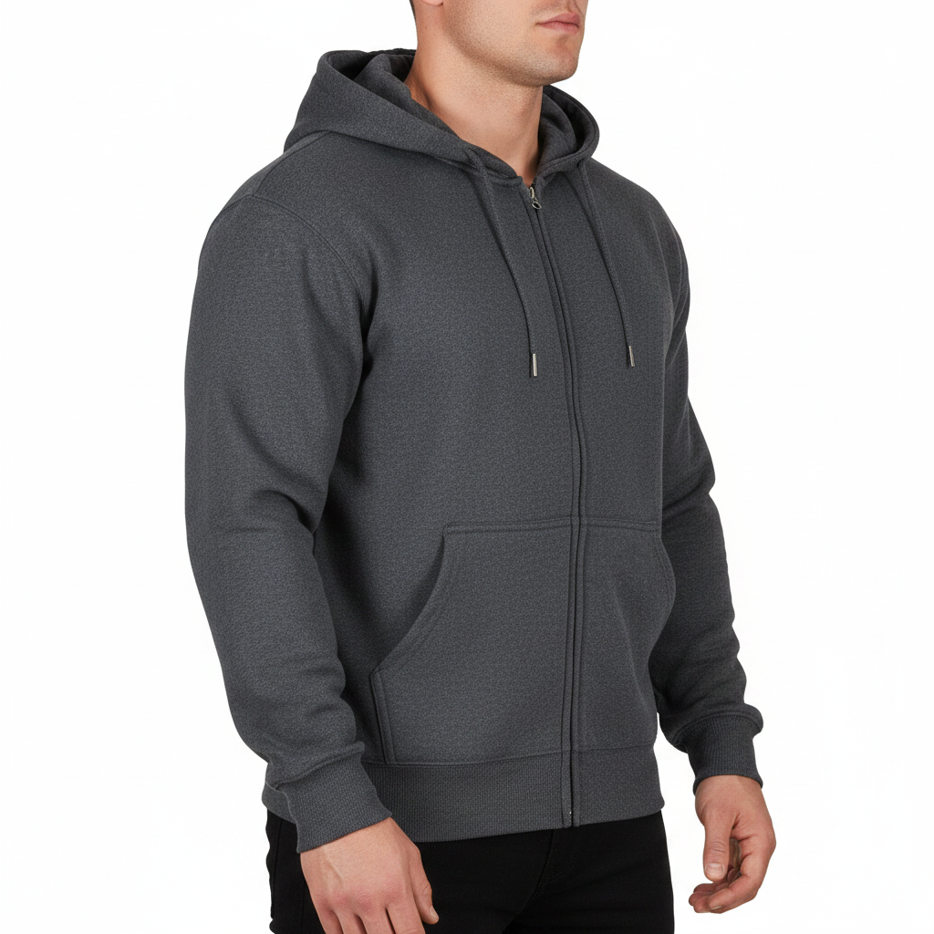 Mens Full Zip Hoodie Fleece Sweatshirt Jacket Casual Hooded Top | Qual - QHA UK