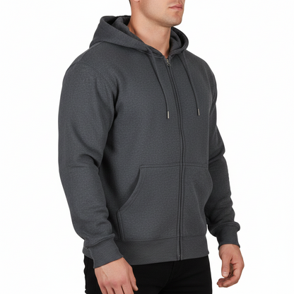 Mens Full Zip Hoodie Fleece Sweatshirt Jacket Casual Hooded Top | Qual - QHA UK