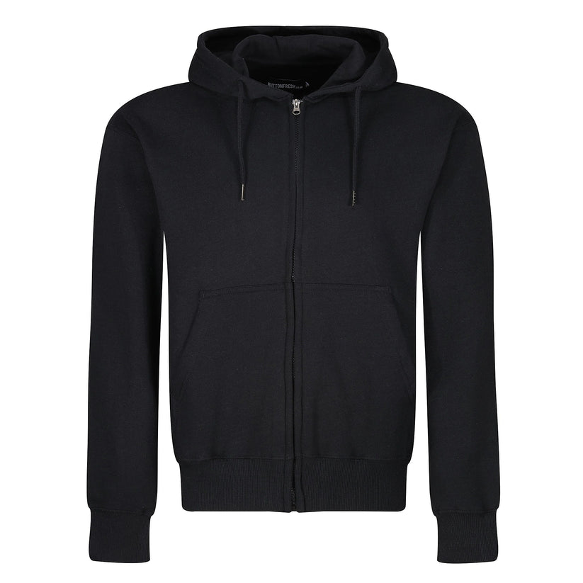 Mens Full Zip Hoodie Fleece Sweatshirt Jacket Casual Hooded Top | Qual - Zip Detail - QHA UK