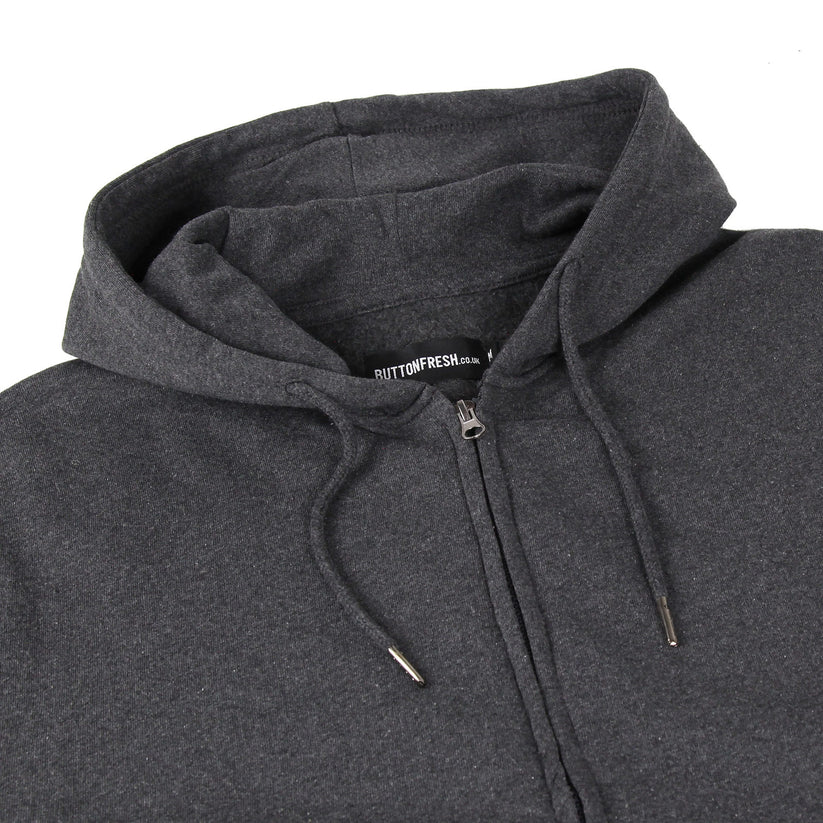 Mens Full Zip Hoodie Fleece Sweatshirt Jacket Casual Hooded Top | Qual - Zip Detail - QHA UK