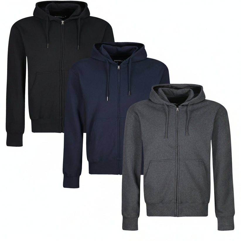 Mens Full Zip Hoodie Fleece Sweatshirt Jacket Casual Hooded Top | Qual - QHA UK