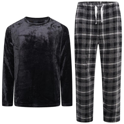 Mens Plush Fleece Lounge Set Pyjama Tracksuit Soft Warm Loungewear - QHA UK
