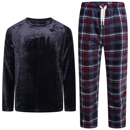 Mens Plush Fleece Lounge Set Pyjama Tracksuit Soft Warm Loungewear - QHA UK