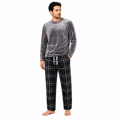 Mens Plush Fleece Lounge Set Pyjama Tracksuit Soft Warm Loungewear - QHA UK
