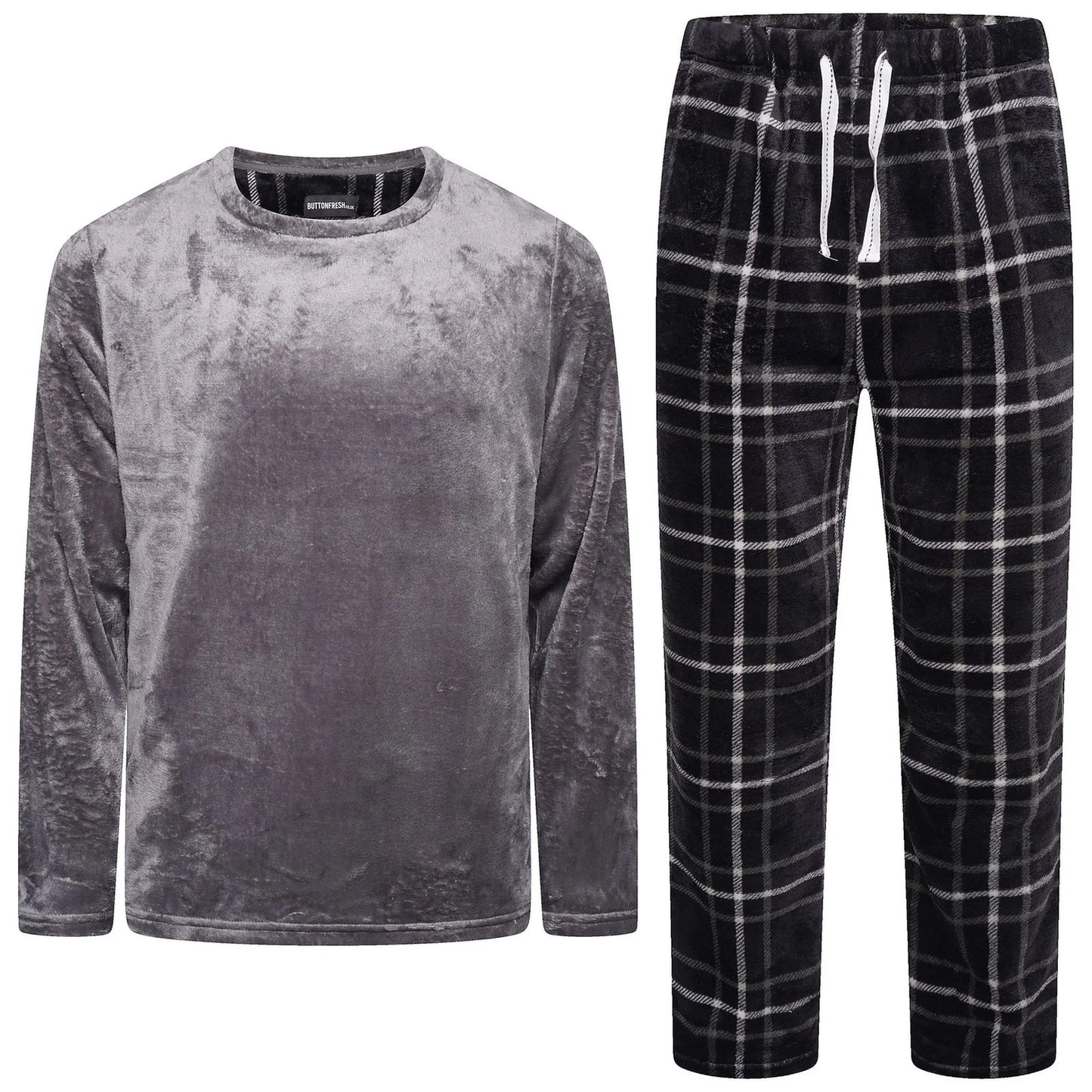 Mens Plush Fleece Lounge Set Pyjama Tracksuit Soft Warm Loungewear - QHA UK