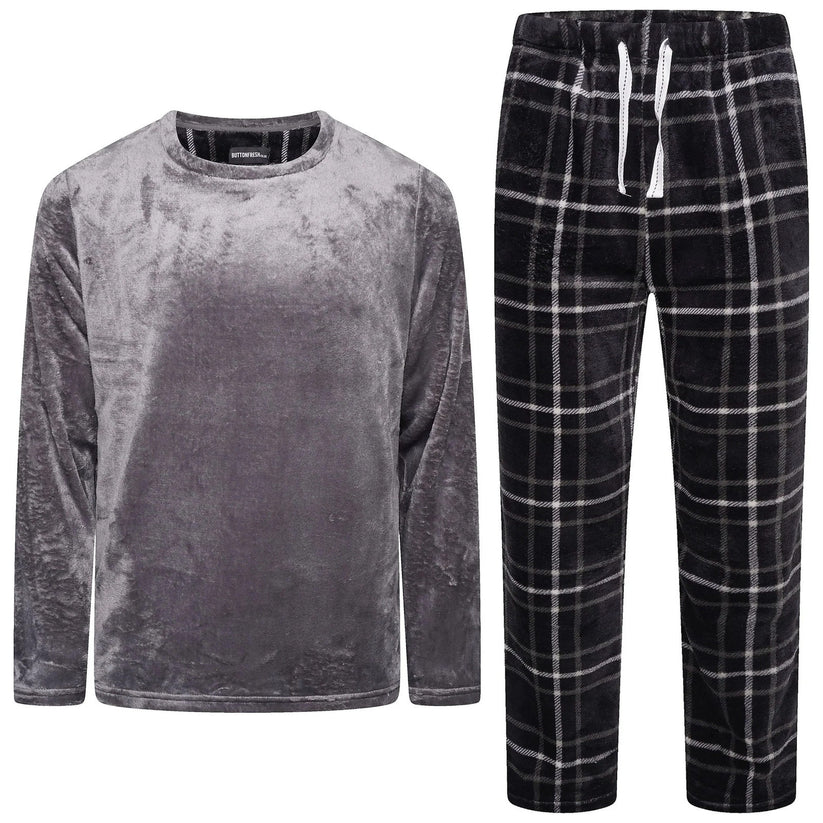 Mens Plush Fleece Lounge Set Pyjama Tracksuit Soft Warm Loungewear - QHA UK