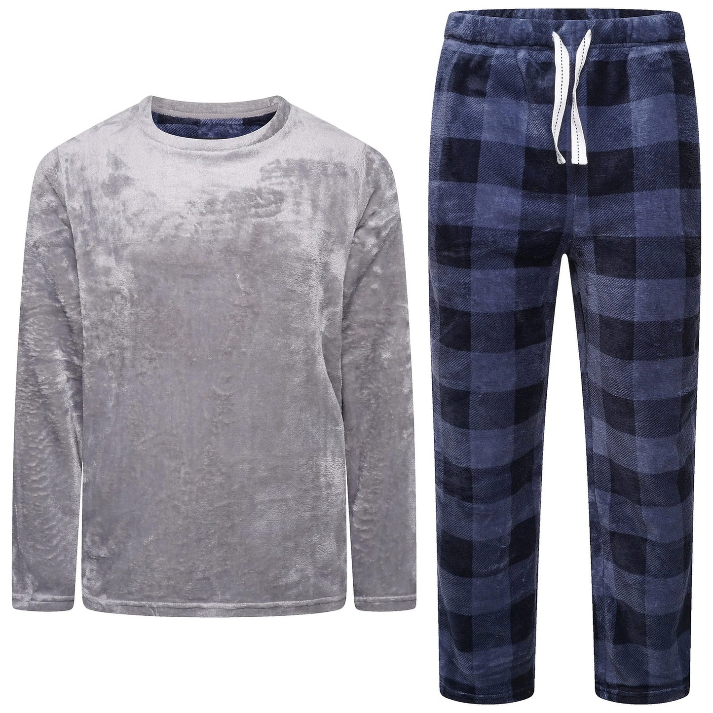 Mens Plush Fleece Lounge Set Pyjama Tracksuit Soft Warm Loungewear - QHA UK