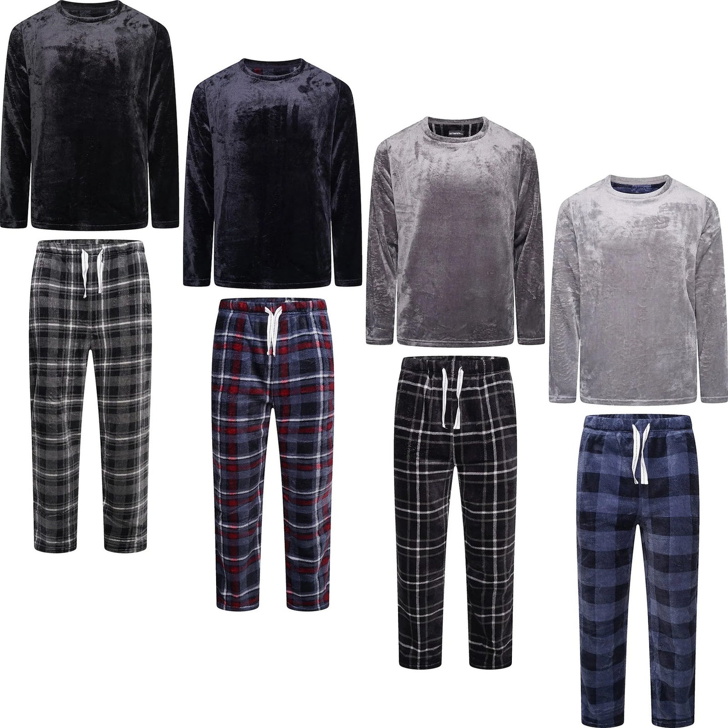 Mens Plush Fleece Lounge Set Pyjama Tracksuit Soft Warm Loungewear - QHA UK