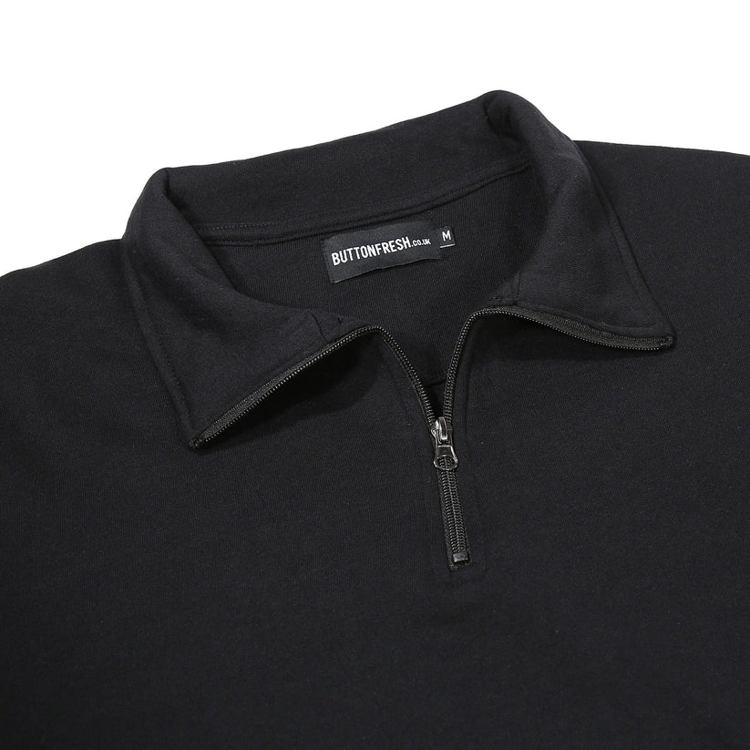 Mens Quarter Zip Sweatshirt Fleece Pullover Work Jumper Cotton Blend | - Zip Detail - QHA UK