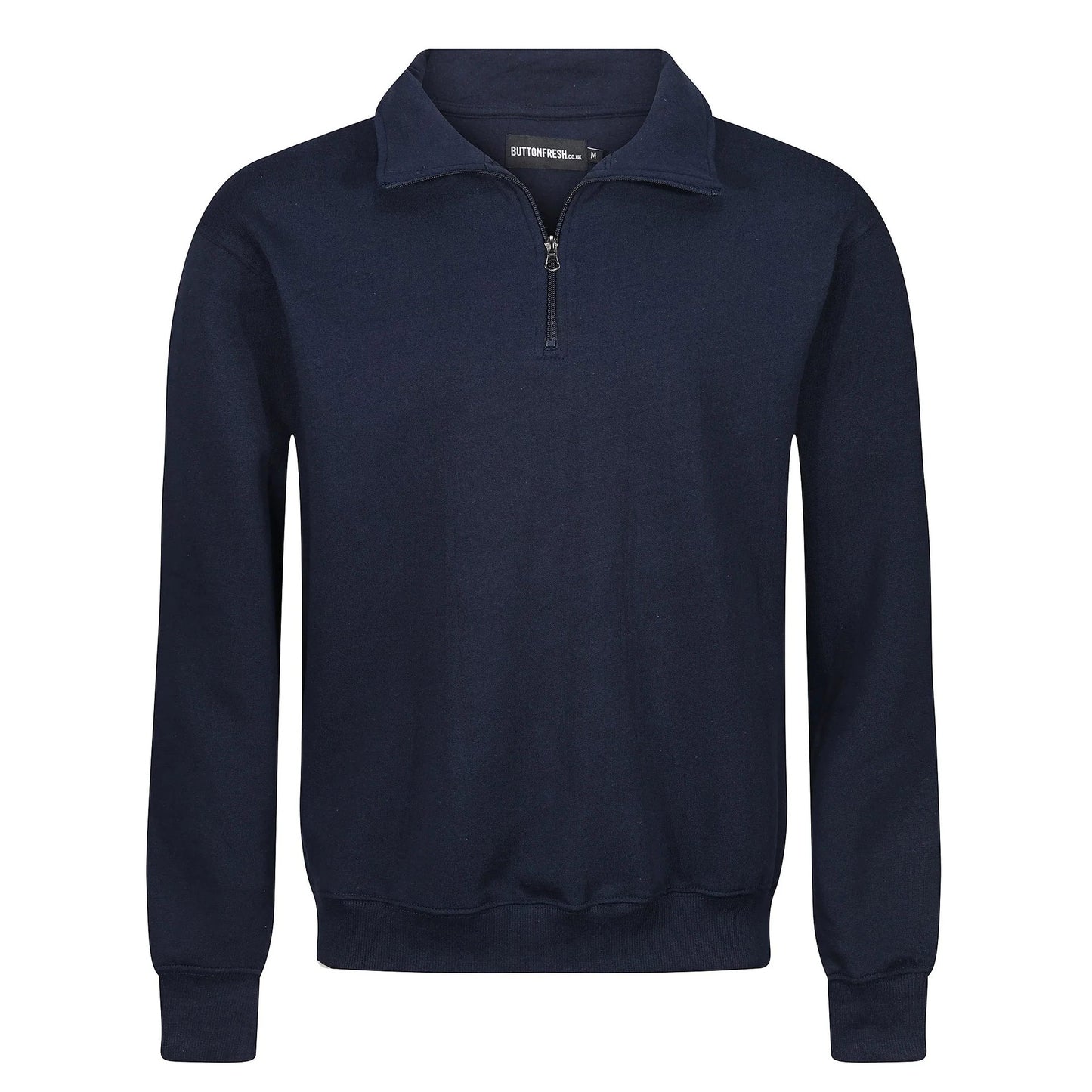 Mens Quarter Zip Sweatshirt Fleece Pullover Work Jumper Cotton Blend | - Zip Detail - QHA UK