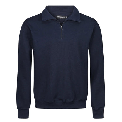 Mens Quarter Zip Sweatshirt Fleece Pullover Work Jumper Cotton Blend | - Zip Detail - QHA UK