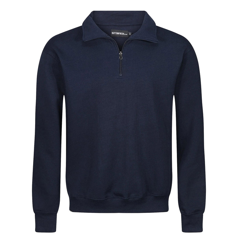 Mens Quarter Zip Sweatshirt Fleece Pullover Work Jumper Cotton Blend | - Zip Detail - QHA UK