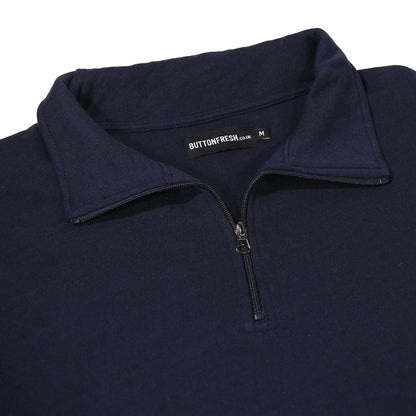 Mens Quarter Zip Sweatshirt Fleece Pullover Work Jumper Cotton Blend | - Zip Detail - QHA UK