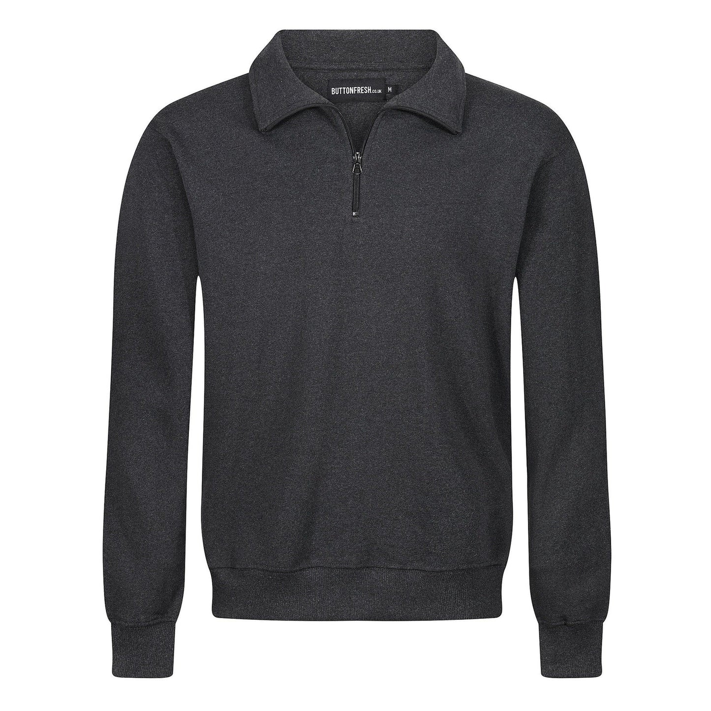 Mens Quarter Zip Sweatshirt Fleece Pullover Work Jumper Cotton Blend | - Zip Detail - QHA UK