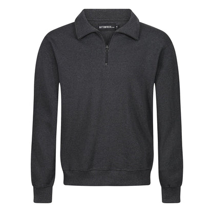 Mens Quarter Zip Sweatshirt Fleece Pullover Work Jumper Cotton Blend | - Zip Detail - QHA UK