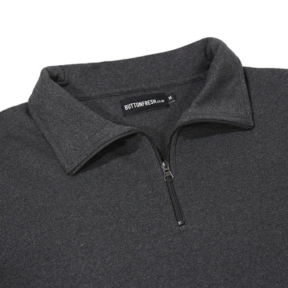 Mens Quarter Zip Sweatshirt Fleece Pullover Work Jumper Cotton Blend | - Zip Detail - QHA UK