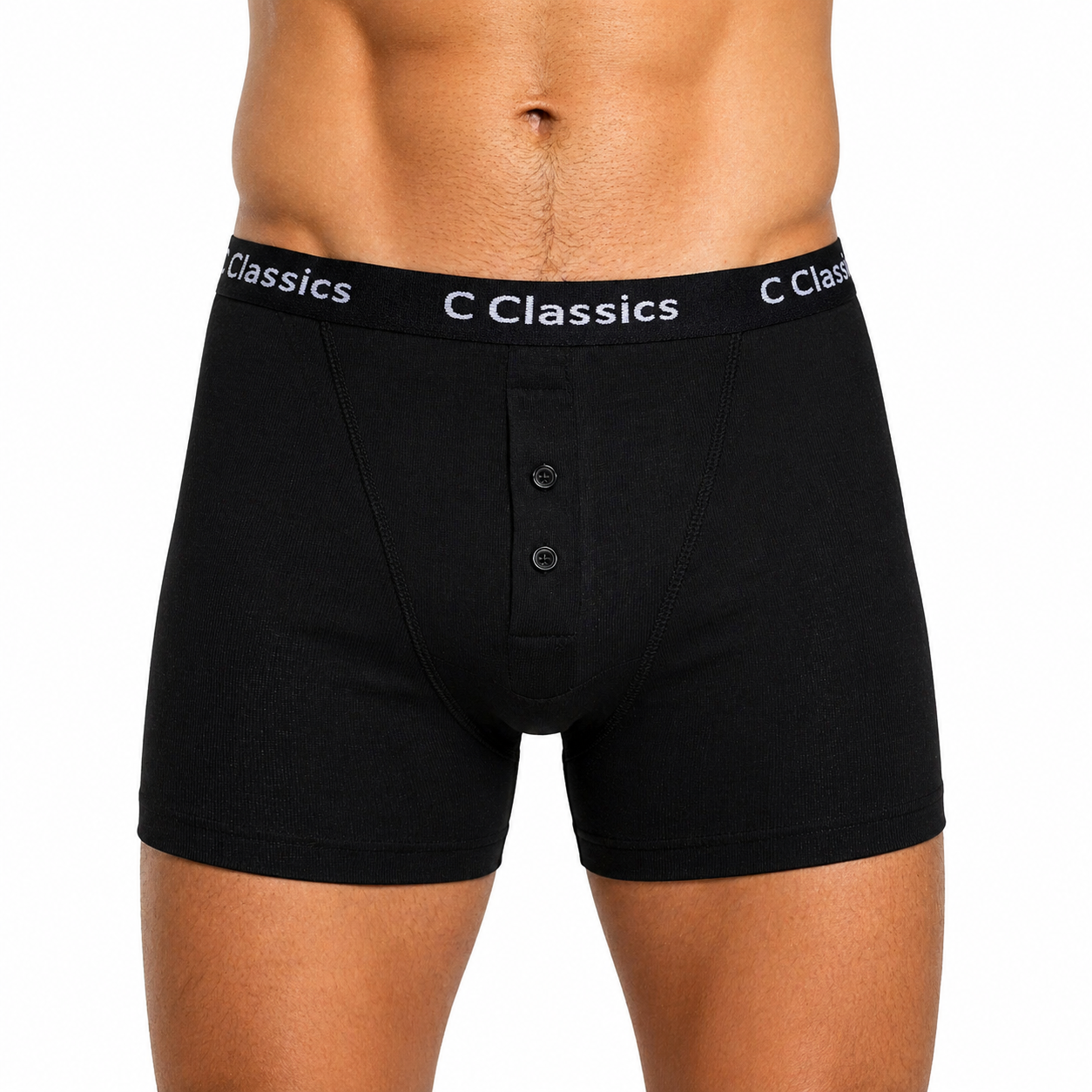 C Classics Mens 3 Pack Boxer Shorts Button Fly Cotton Rich Comfort Fit - Button Detail - QHA UK