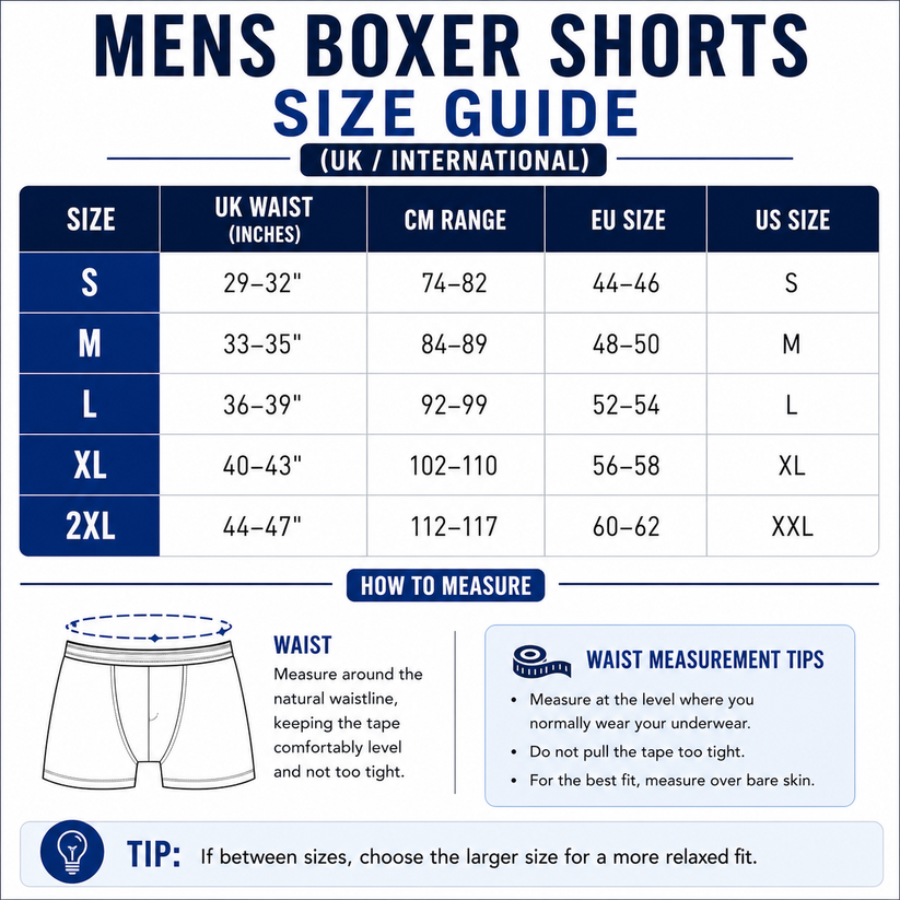 C Classics Mens 3 Pack Boxer Shorts Button Fly Cotton Rich Comfort Fit - Button Detail - QHA UK
