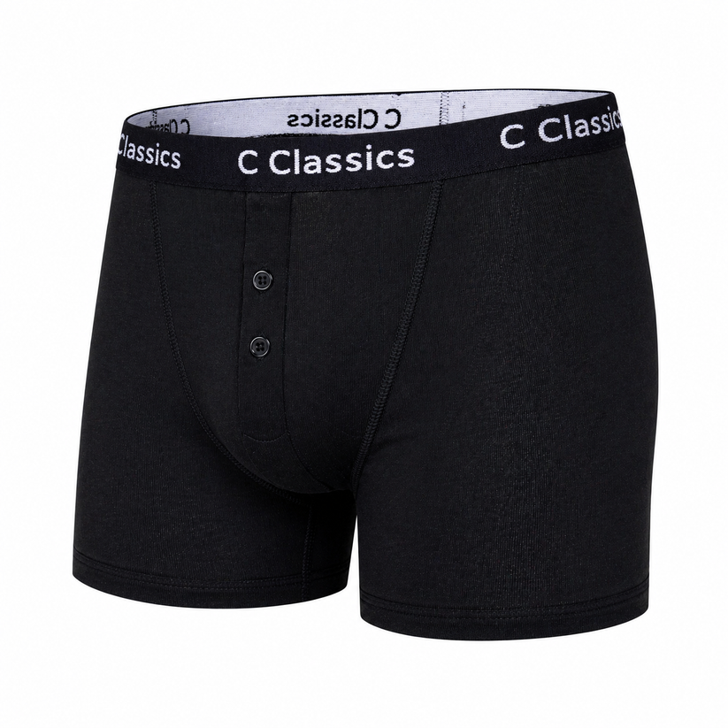 C Classics Mens 3 Pack Boxer Shorts Button Fly Cotton Rich Comfort Fit - Button Detail - QHA UK