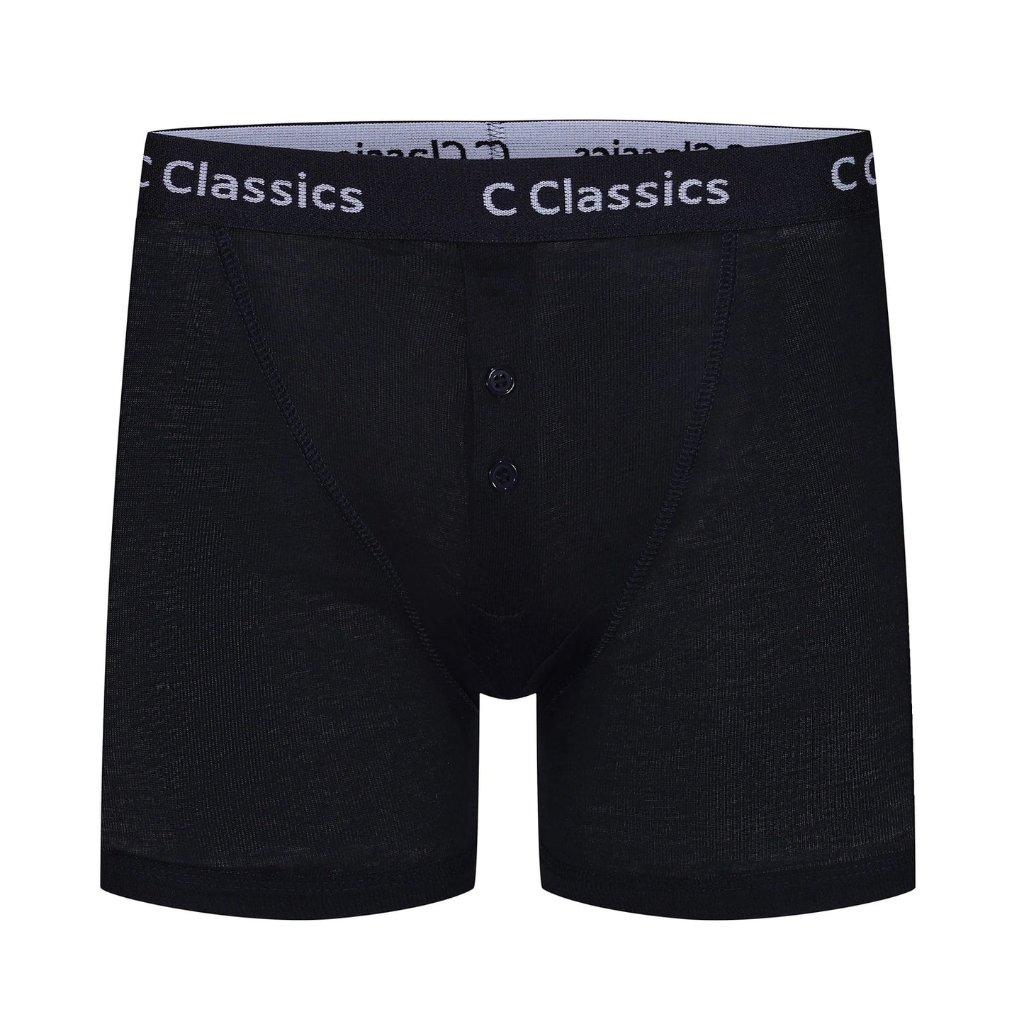 C Classics Mens 3 Pack Boxer Shorts Button Fly Cotton Rich Comfort Fit - Waistband Detail - QHA UK
