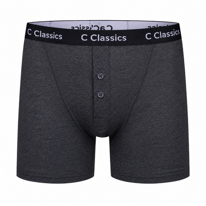 C Classics Mens 3 Pack Boxer Shorts Button Fly Cotton Rich Comfort Fit - Button Detail - QHA UK