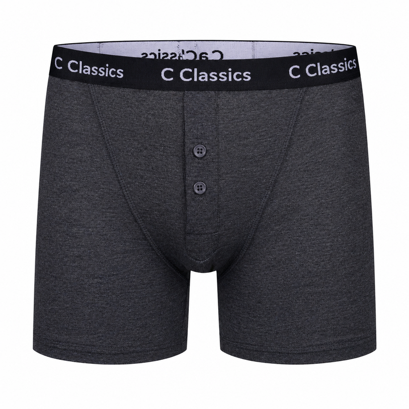 C Classics Mens 3 Pack Boxer Shorts Button Fly Cotton Rich Comfort Fit - Button Detail - QHA UK