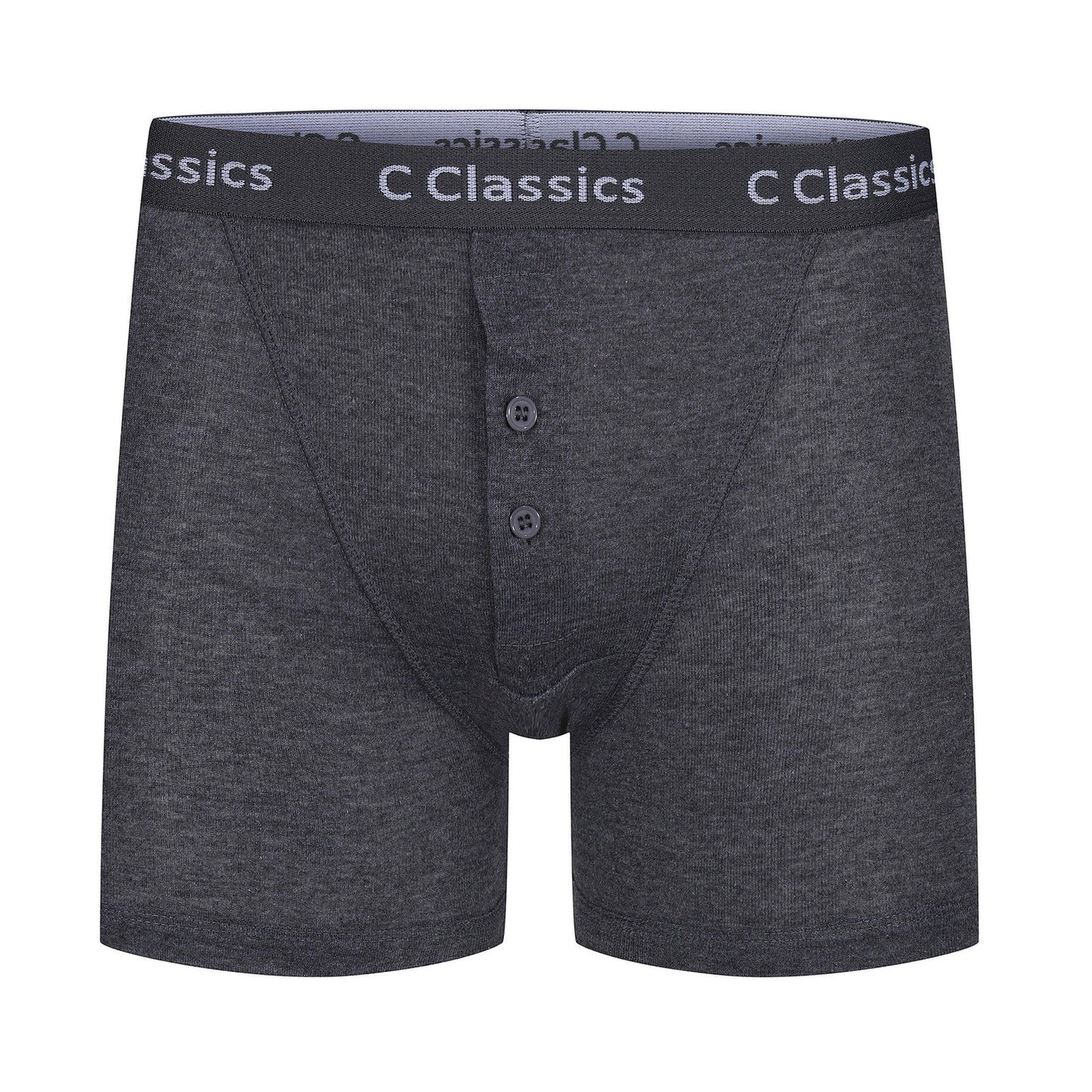 C Classics Mens 3 Pack Boxer Shorts Button Fly Cotton Rich Comfort Fit - Button Detail - QHA UK