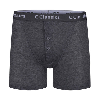 C Classics Mens 3 Pack Boxer Shorts Button Fly Cotton Rich Comfort Fit - Button Detail - QHA UK
