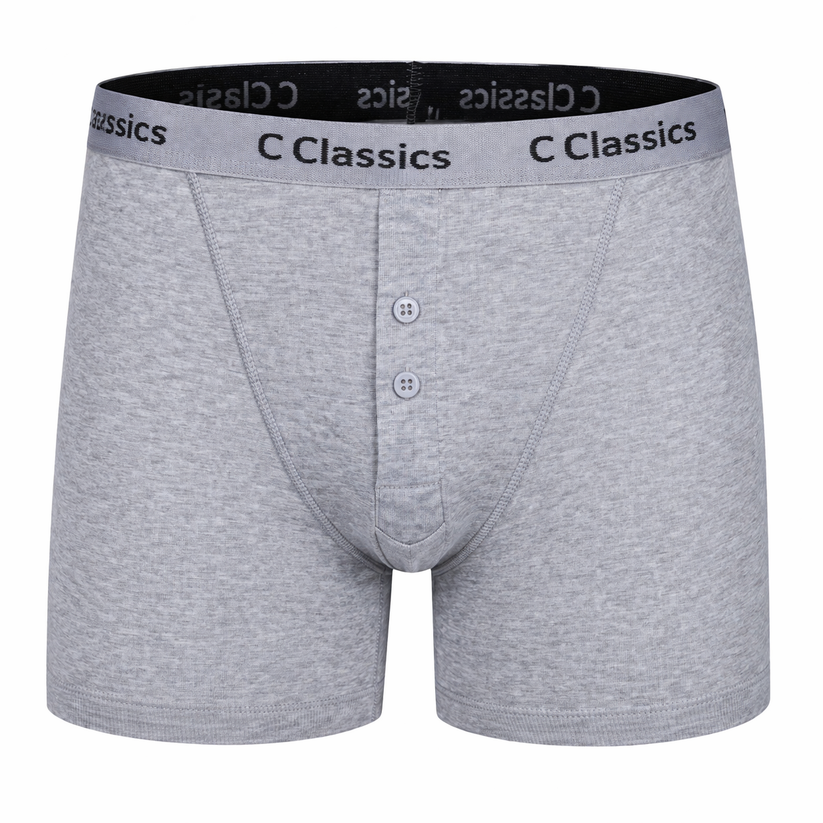 C Classics Mens 3 Pack Boxer Shorts Button Fly Cotton Rich Comfort Fit - Button Detail - QHA UK