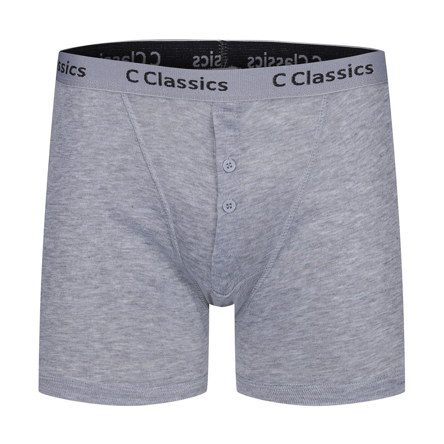 C Classics Mens 3 Pack Boxer Shorts Button Fly Cotton Rich Comfort Fit - Button Detail - QHA UK