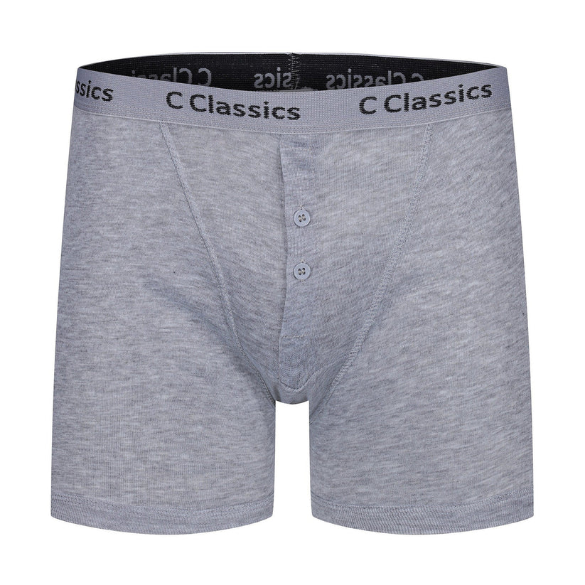 C Classics Mens 3 Pack Boxer Shorts Button Fly Cotton Rich Comfort Fit - Button Detail - QHA UK
