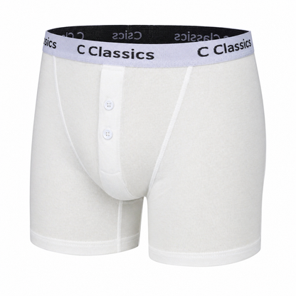 C Classics Mens 3 Pack Boxer Shorts Button Fly Cotton Rich Comfort Fit - Button Detail - QHA UK