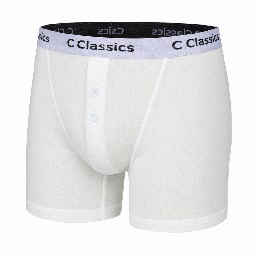 C Classics Mens 3 Pack Boxer Shorts Button Fly Cotton Rich Comfort Fit - Button Detail - QHA UK
