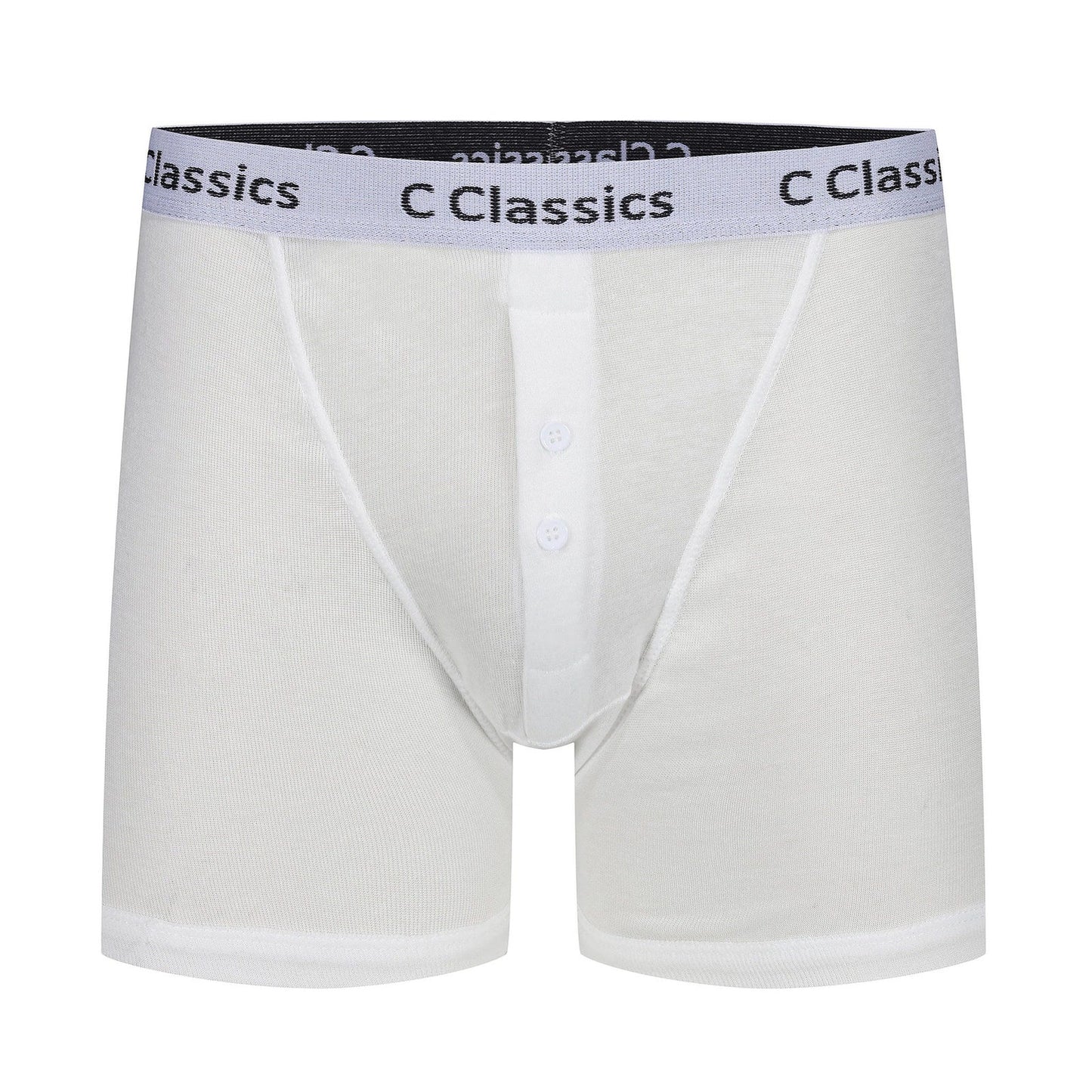 C Classics Mens 3 Pack Boxer Shorts Button Fly Cotton Rich Comfort Fit - Button Detail - QHA UK