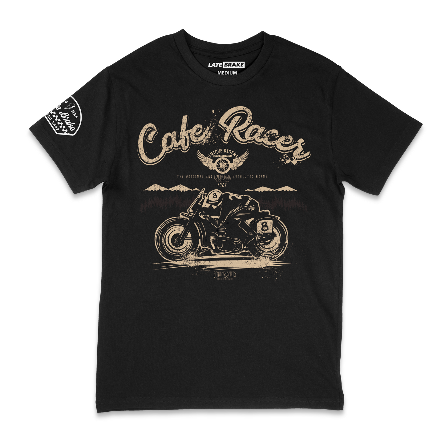 Late Brake Cafe Racer Unique T-Shirt Cotton Car Enthusiast Tee 180gsm - QHA UK