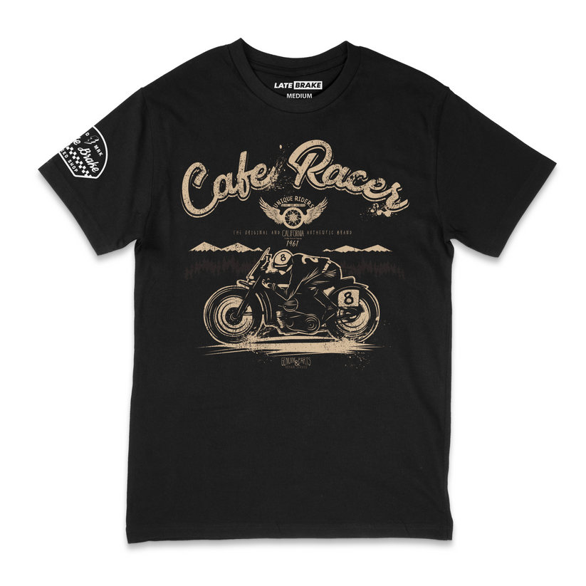 Late Brake Cafe Racer Unique T-Shirt Cotton Car Enthusiast Tee 180gsm - QHA UK