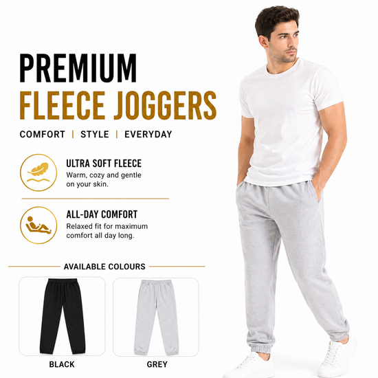 Mens Fleece Joggers Elastic Waist Tracksuit Bottoms Casual Sweatpants - QHA UK