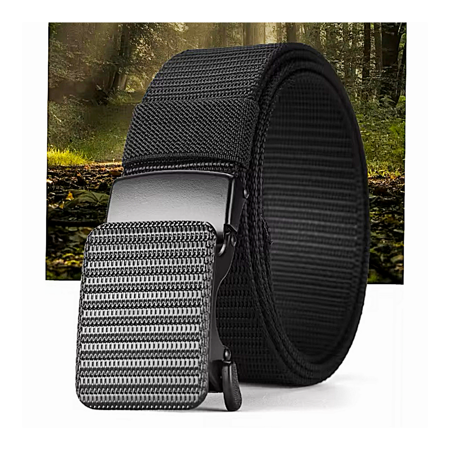 QHA Unisex Canvas Ratchet Belt, Dynamic Chevron Automatic Buckle - QHA UK
