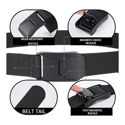 QHA Unisex Canvas Ratchet Belt, Ultra-Minimalist Plastic Buckle - QHA UK