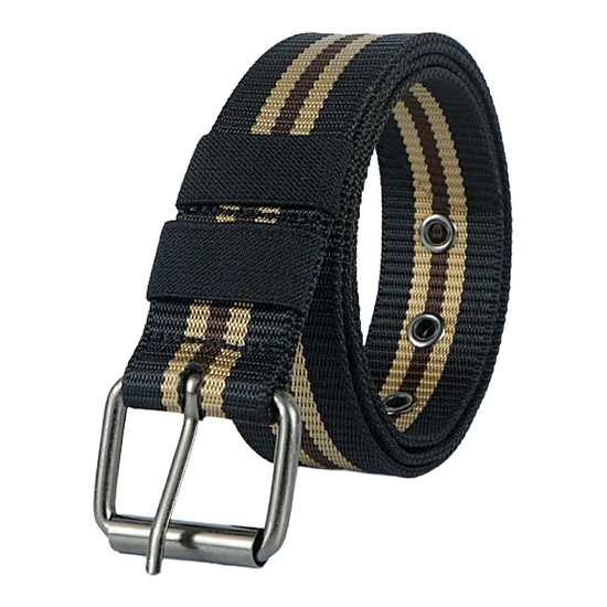 QHA Mens 35mm Woven Canvas Belt, Pin Buckle Casual Jeans CB06 - QHA UK