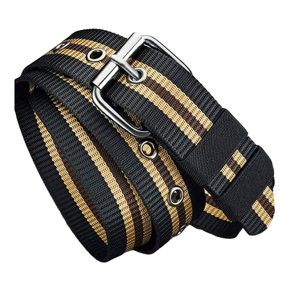 QHA Mens 35mm Woven Canvas Belt, Pin Buckle Casual Jeans CB06 - QHA UK