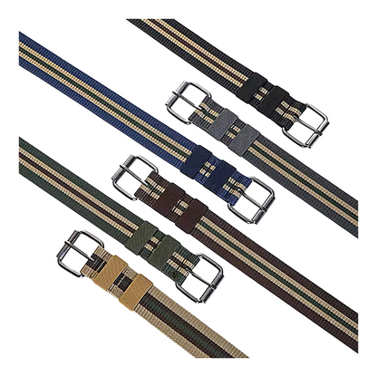 QHA Mens 35mm Woven Canvas Belt, Pin Buckle Casual Jeans CB06 - QHA UK