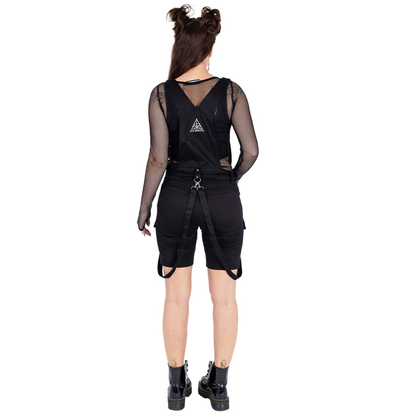 Chemical Black Women's Shorts Trinity Dungaree UK 10-18 - Side View - QHA UK