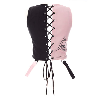 Chemical Black Women's Crop Top Veil and Void Black and Pink Harness - QHA UK
