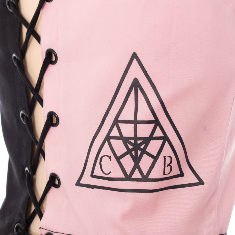 Chemical Black Women's Crop Top Veil and Void Black and Pink Harness - QHA UK